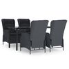 vidaXL 5 pcs conjunto de jantar p/ jardim vime PE cinzento-escuro