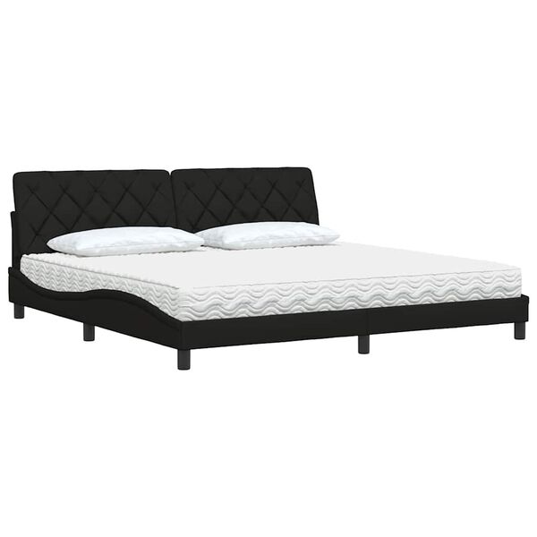 vidaXL Cama com colch&atilde;o 200x200 cm tecido preto