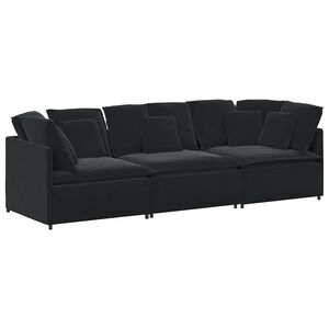 vidaXL Sof&aacute; modular com almofadas veludo preto