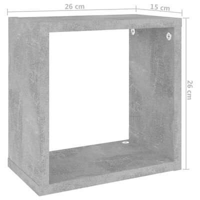 vidaXL Prateleiras parede forma de cubo 2pcs 26x15x26 cm cinza cimento