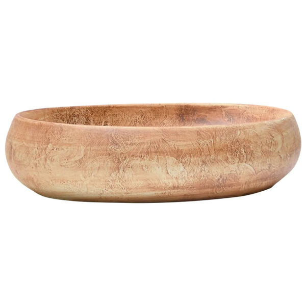 vidaXL Lavatório de bancada oval 59x40x15 cm cerâmica castanho