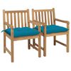 vidaXL Cadeiras de jardim c/ almofad&otilde;es azul-claro 2 pcs teca maci&ccedil;a
