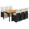 vidaXL 7 pcs conjunto de bistr&ocirc; p/ jardim c/ almofad&otilde;es vime PE preto