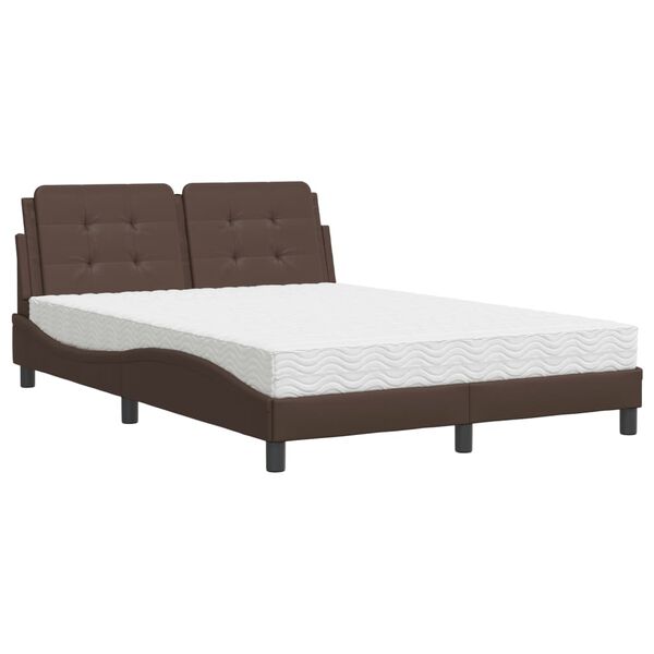 vidaXL Estrutura de cama sem colch&atilde;o Zadar 120x200 cm couro artificial castanho