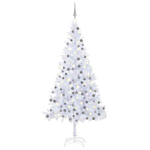 vidaXL &Aacute;rvore Natal artificial pr&eacute;-iluminada c/ bolas branco