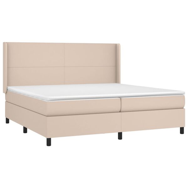 vidaXL Cama com molas/colch&atilde;o 200x200 cm couro artificial cappuccino