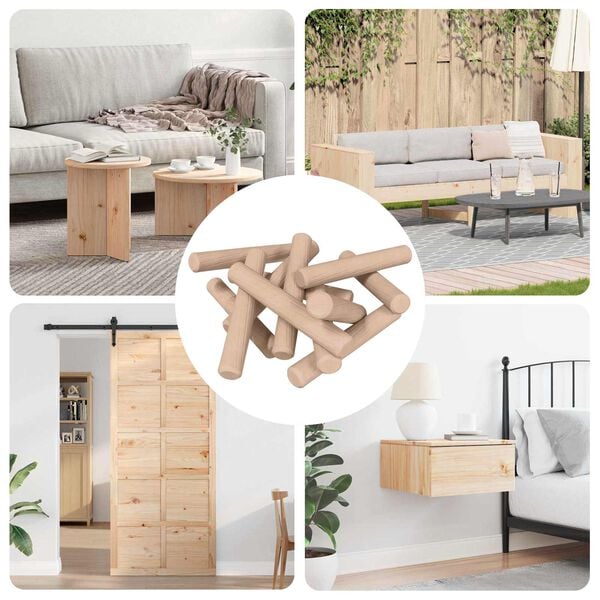 vidaXL Dowels de madeira 24000 pcs Castanho Madeira maci&ccedil;a