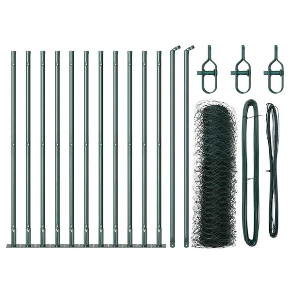 vidaXL Poste de Cerca Verde 25 x 0,6 m (malha de 50 mm) A&ccedil;o e PVC