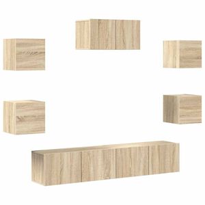 vidaXL 7pcs conjunto m&oacute;veis de TV derivados de madeira carvalho sonoma