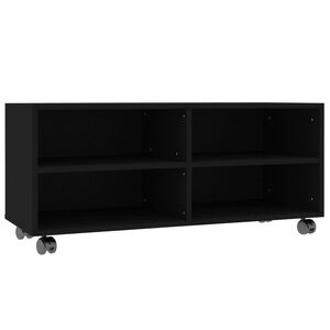 vidaXL M&oacute;vel de TV com rodas 90x35x35 cm derivados de madeira preto