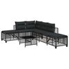 vidaXL 3 pcs conj. sof&aacute;s jardim de canto c/ almofad&otilde;es vime PE preto