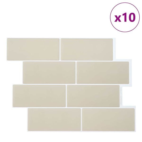 vidaXL Azulejo Subterrâneo 10 pcs Bege 29.4 x 21.4 cm