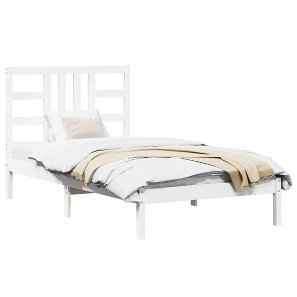 vidaXL Estrutura de cama 100x200 cm madeira maci&ccedil;a branco