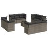 vidaXL 13 pcs conjunto sof&aacute;s p/ jardim c/ almofad&otilde;es vime PE cinzento