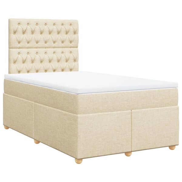 vidaXL Cama com molas/colch&atilde;o 120x200 cm tecido cor creme