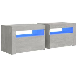 vidaXL Mesas cabeceira c/ luzes LED 2 pcs 60x35x40 cm cinzento cimento