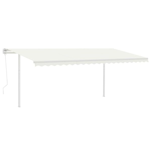 vidaXL Toldo autom&aacute;tico c/ LED e sensor de vento 5x3,5 m cor creme