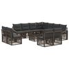 vidaXL Conjunto de Sof&aacute; de Jardim 12 unid. Cinzento vime PE