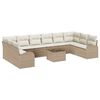 vidaXL Conjunto de Sof&aacute; de Jardim 11 unid. Bege e Creme vime PE