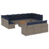 vidaXL 14 pcs conjunto sof&aacute;s p/ jardim c/ almofad&otilde;es vime PE cinzento