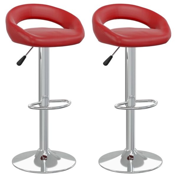 vidaXL Bancos de bar 2 pcs couro artificial vermelho tinto