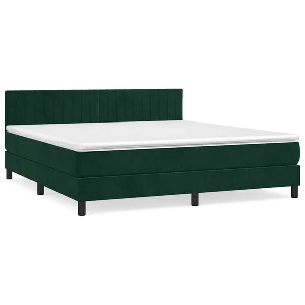 vidaXL Cama com molas/colch&atilde;o 180x200 cm veludo verde-escuro