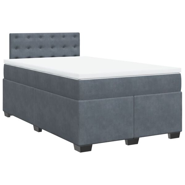 vidaXL Cama boxspring com colch&atilde;o 120x200 cm veludo cinzento-escuro