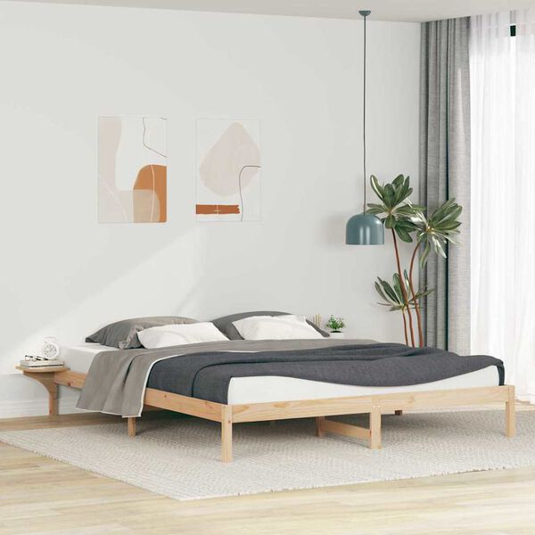 vidaXL Cama com Mesas Laterais Natural 200 x 210 cm