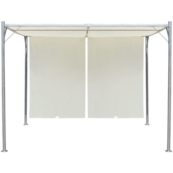 vidaXL P&eacute;rgola com toldo ajust&aacute;vel branco nata, a&ccedil;o, 3 x 3 m