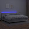 vidaXL Cama box spring c/colch&atilde;o/LED 200x200cm couro artificial branco