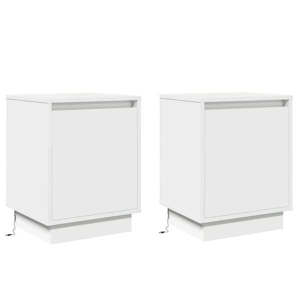 vidaXL Arm&aacute;rio de Cabeceira 2 pcs Branco 39 x 34,5 x 50 cm