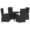 vidaXL Conjunto de Jantar para Jardim com almofada 5 pcs Preto vime PE