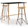 vidaXL 3 pcs conjunto de bar preto