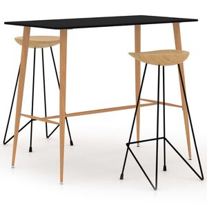 vidaXL 3 pcs conjunto de bar preto