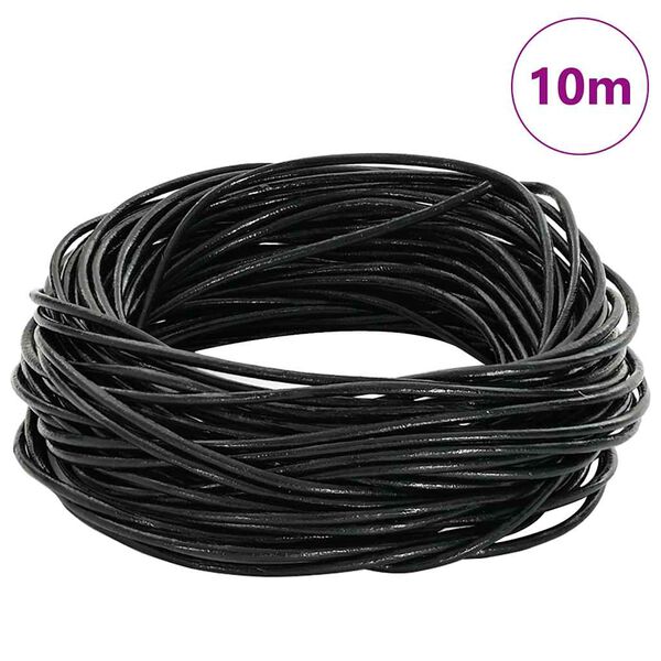 vidaXL Corda de Couro Preto &Oslash;1,5 mm x 10 m Couro