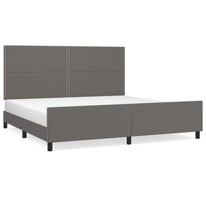 vidaXL Estrutura cama c/ cabeceira 200x200cm couro artificial cinzento