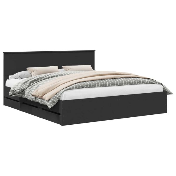 vidaXL Estrutura da Cama Preto 180 x 200 cm Madeira de Engenharia