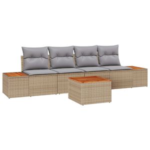 vidaXL Conjunto de Sof&aacute; de Jardim 5 pcs Bege Rattan Sint&eacute;tico