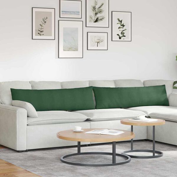 vidaXL Travesseiros de Sofá 2 pcs Verde Escuro 145 x 40 cm
