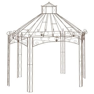 vidaXL Pavilh&atilde;o de jardim 400x258x378 cm ferro castanho antigo