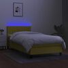 vidaXL Cama box spring c/ colch&atilde;o e LED 100x200 cm tecido verde