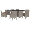 vidaXL 9 pcs conjunto de jantar p/ jardim c/ almofad&otilde;es vime PE cinza