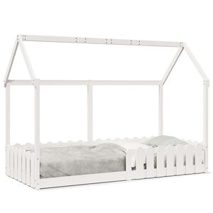 vidaXL Cama infantil formato de casa 90x200 cm pinho maci&ccedil;o branco