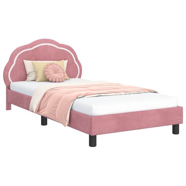 vidaXL Estrutura de Cama Infantil com Cabeceira Rosa 90 x 190 cm
