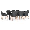 vidaXL 9 pcs conjunto de jantar para jardim com almofad&otilde;es preto