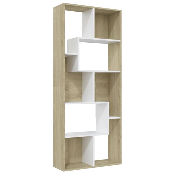 vidaXL Estante 67x24x161 cm contraplacado branco e carvalho sonoma