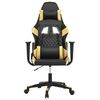 vidaXL Cadeira gaming massagens couro artificial preto e dourado