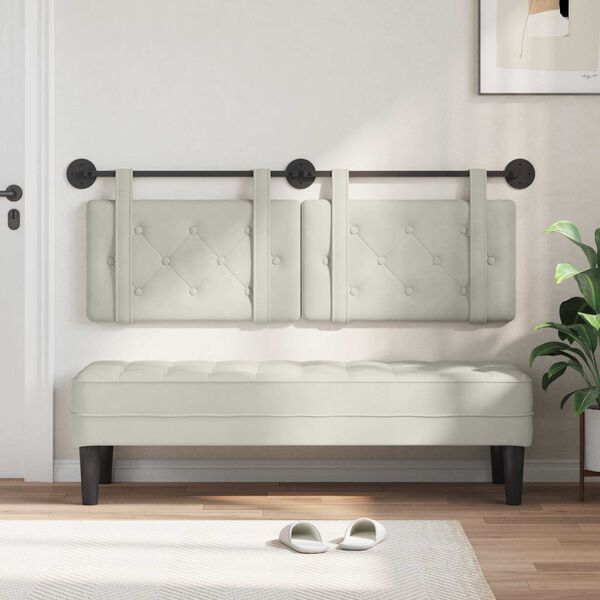 vidaXL Cabeceira Suspensa Creme 130 x 55 x 5 cm Veludo