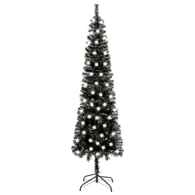 vidaXL Árvore de Natal pré-iluminada fina 210 cm preto