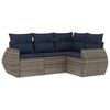 vidaXL Conjunto de sof&aacute; de jardim com 4 pe&ccedil;as e almofadas em rattan sint&eacute;tico cinza